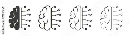 Brain circuit icons set vectors graphic designs