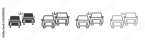 Car crash icons set vectors graphic designs