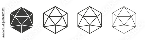 Dice d20 icons set vectors graphic designs