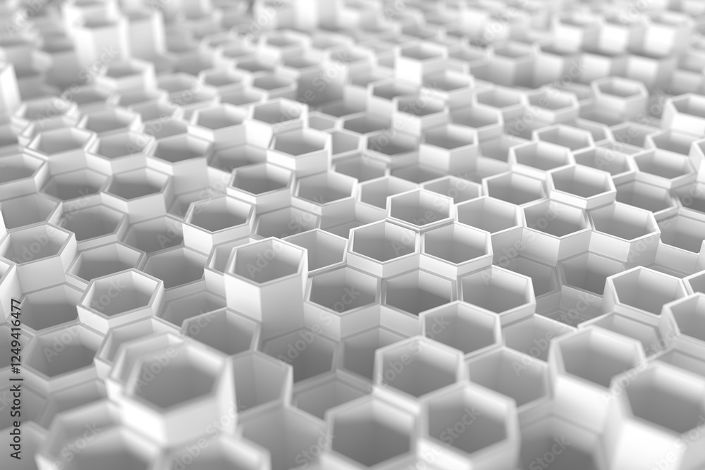 Abstract geometric honeycomb pattern with white hexagons for modern design. 3d render Abstract geometric honeycomb pattern with white hexagons for modern design. 3d render