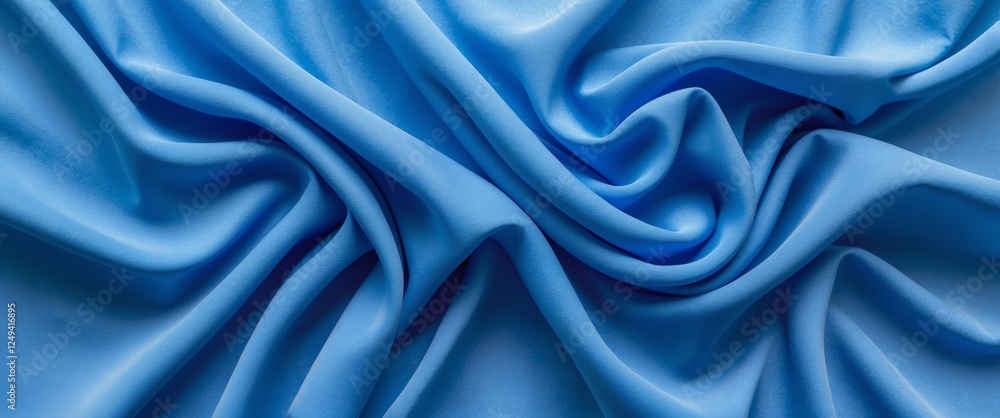 Obraz premium Vibrant blue fabric texture with elegant wrinkles and folds creating a dynamic visual flow suitable for design and textile backgrounds