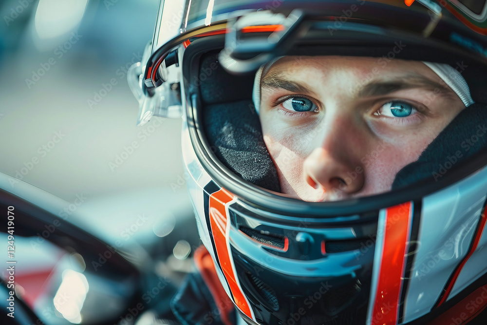 Professional racing team lineup in helmets and gear, showcasing unity and determination in motorsport, generative AI Professional racing team lineup in helmets and gear, showcasing unity and determination in motorsport, generative AI