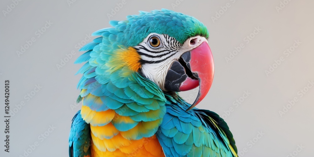 Colorful parrot with vibrant feathers in close up. Colorful parrot with vibrant feathers in close up.