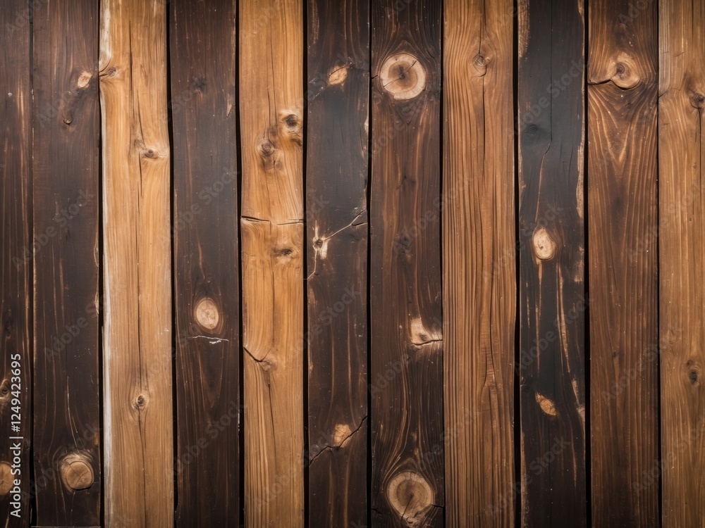 Dark and light brown vertical wooden planks creating rustic background texture. Dark and light brown vertical wooden planks creating rustic background texture.
