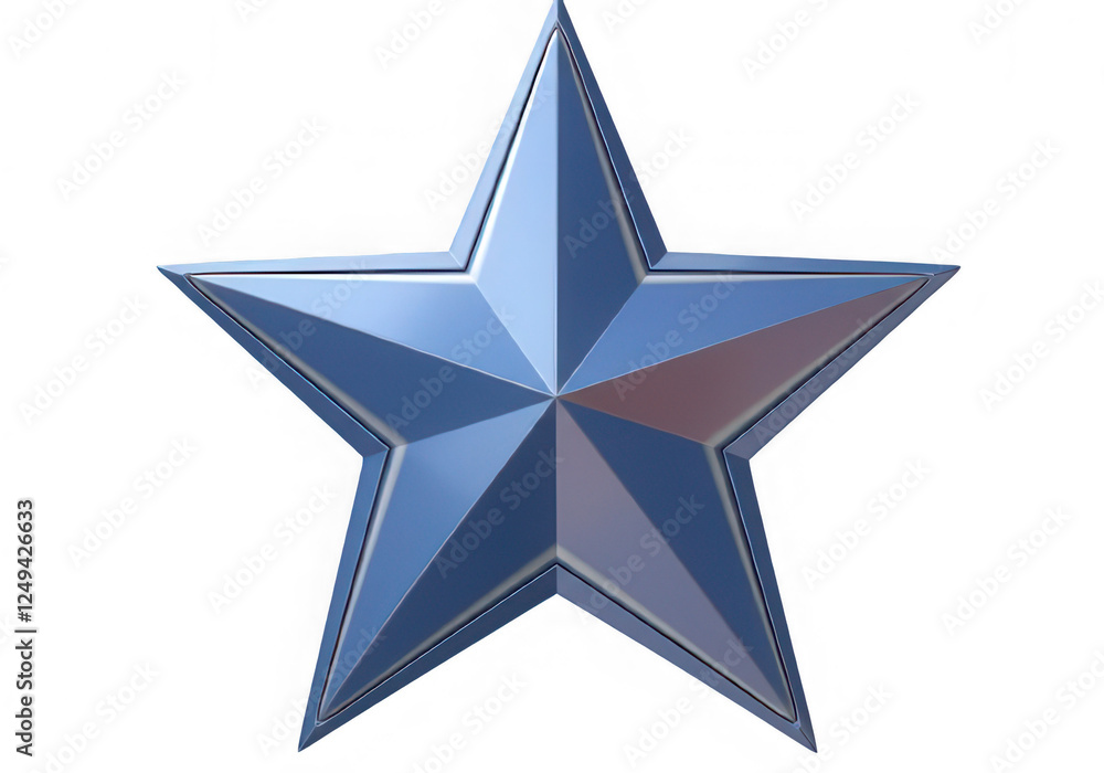 Obraz premium 3D rendering of the Texas star, in a blue and white color scheme, on a black background,