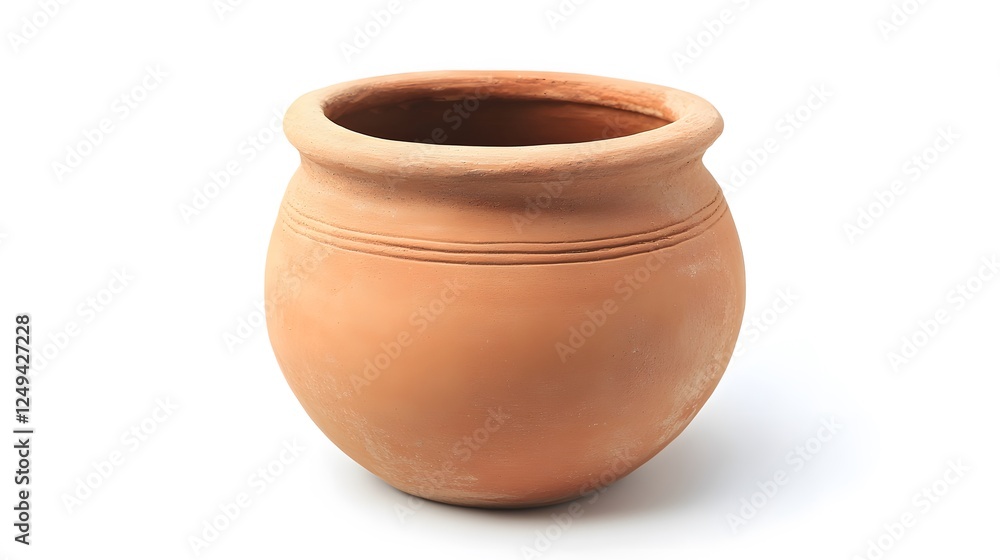 A handmade clay pot, clean white background, transparent isolate A handmade clay pot, clean white background, transparent isolate