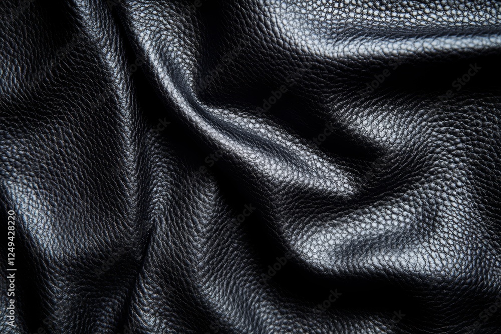 Dark leather texture, draped, close-up, studio Dark leather texture, draped, close-up, studio