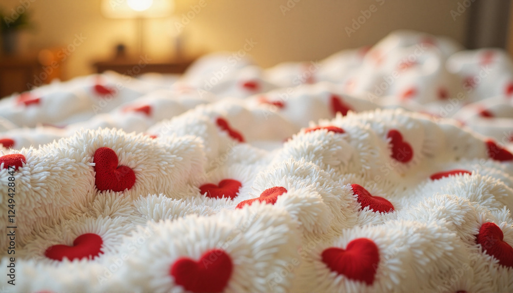 Cozy woolen blanket with heart pattern, symbol of warmth and caring, International Day of Charity Cozy woolen blanket with heart pattern, symbol of warmth and caring, International Day of Charity
