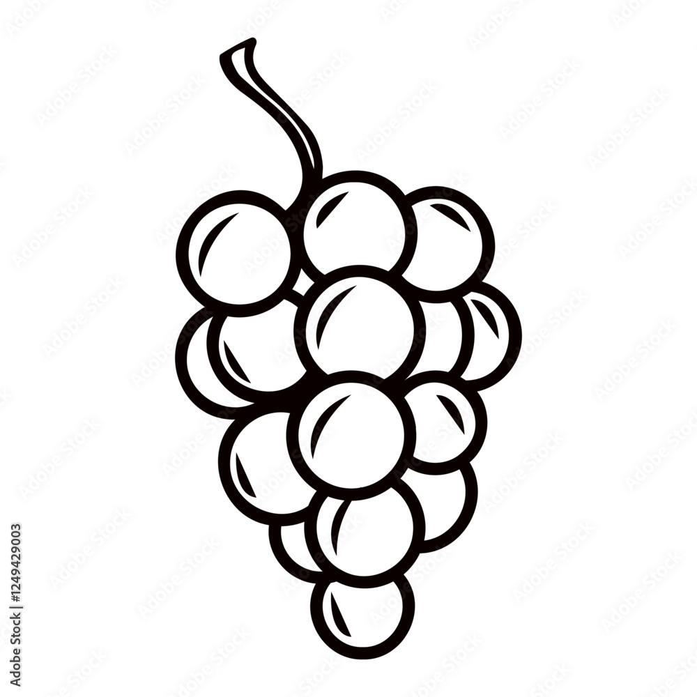 Black and white illustration of grape cluster Black and white illustration of grape cluster