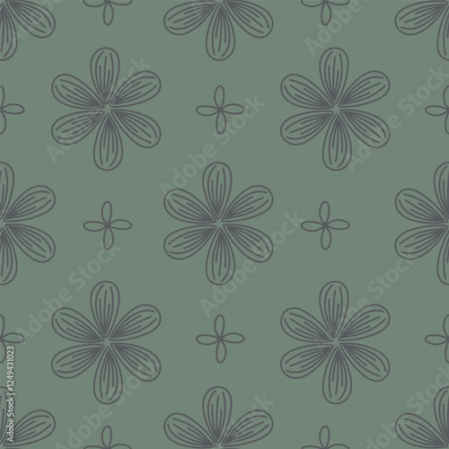 Wallpaper Mural Trendy seamless vector floral pattern. Endless print made of small colorful flowers, leaves and berries. Summer and spring motifs. Dark blue background.Vector illustration Torontodigital.ca