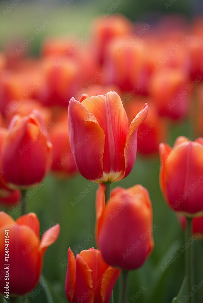 Vibrant Red Tulips Flourishing in a Spring Garden - Ideal Panoramic Background for Floral Photography, Nature Aesthetics, and Garden Inspiration Vibrant Red Tulips Flourishing in a Spring Garden - Ideal Panoramic Background for Floral Photography, Nature Aesthetics, and Garden Inspiration