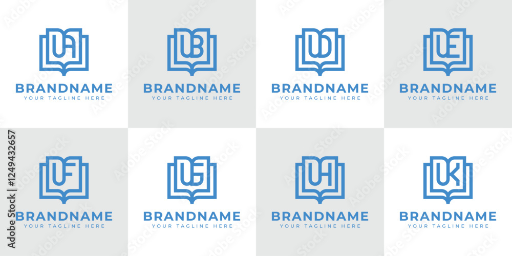Fototapeta premium Letters UA UB UD UE UF UG UH UK Book Logo, symbolizing knowledge, education, and growth