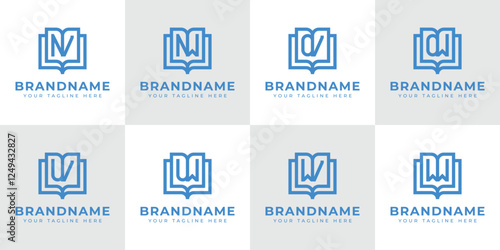 Letters NV NW OV OW UV UW WV WW Book Logo, symbolizing knowledge, education, and growth