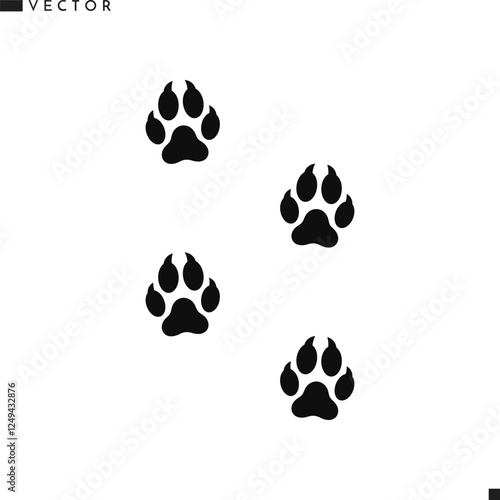 American red fox footprint silhouette. Animal footprint vector 