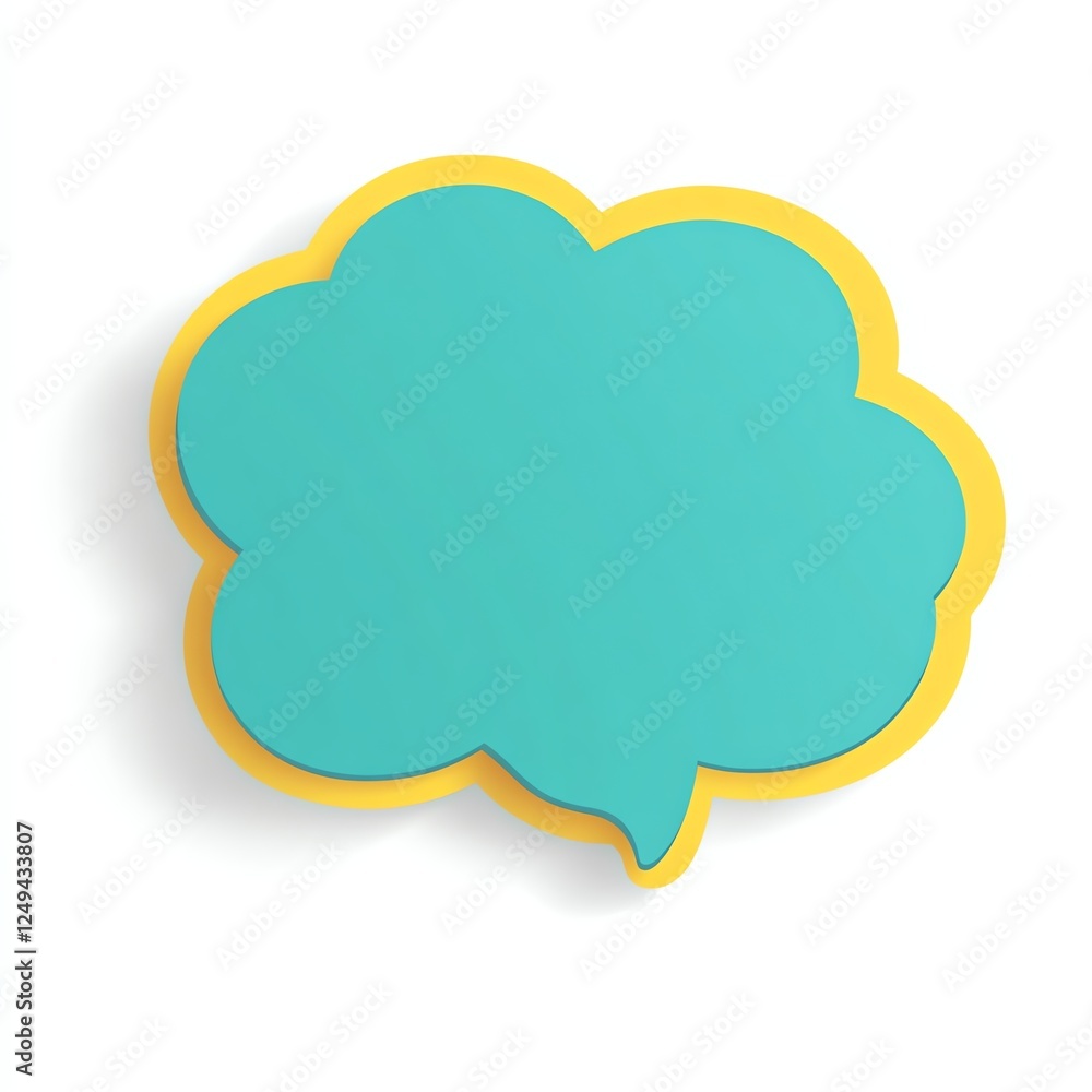 A vibrant, speech bubble-shaped note in teal with a yellow outline, ideal for messaging or creative projects. A vibrant, speech bubble-shaped note in teal with a yellow outline, ideal for messaging or creative projects.