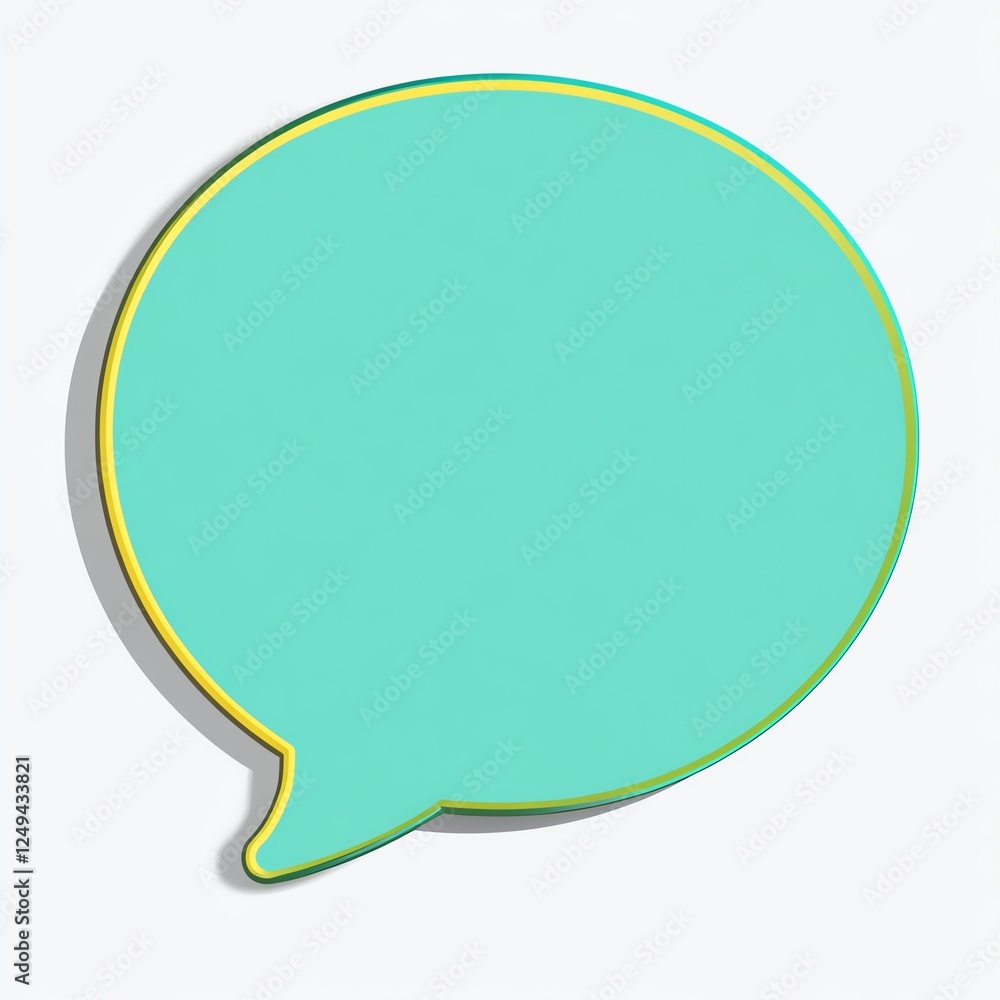 A simple teal speech bubble with a yellow outline, designed for conveying messages or thoughts visually. A simple teal speech bubble with a yellow outline, designed for conveying messages or thoughts visually.