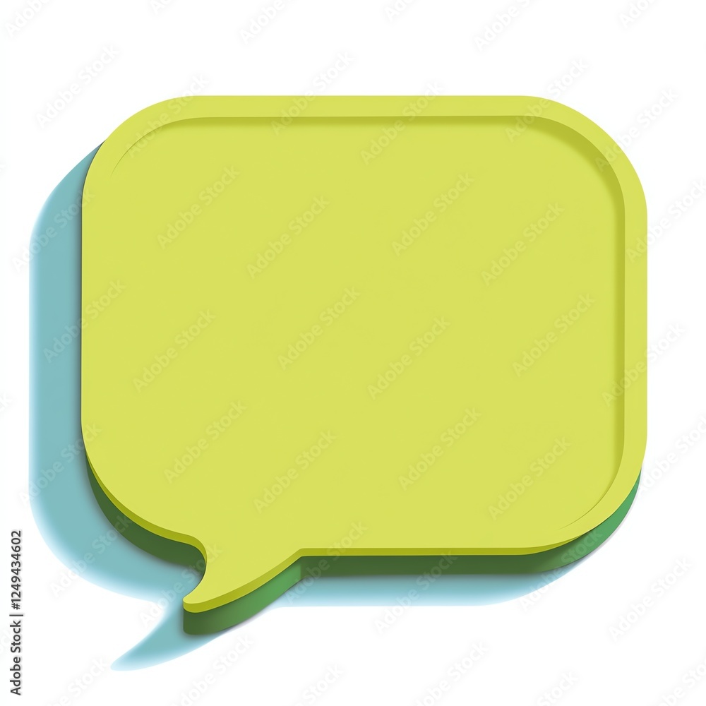 A bright green speech bubble with a shadow, symbolizing communication or dialogue. A bright green speech bubble with a shadow, symbolizing communication or dialogue.
