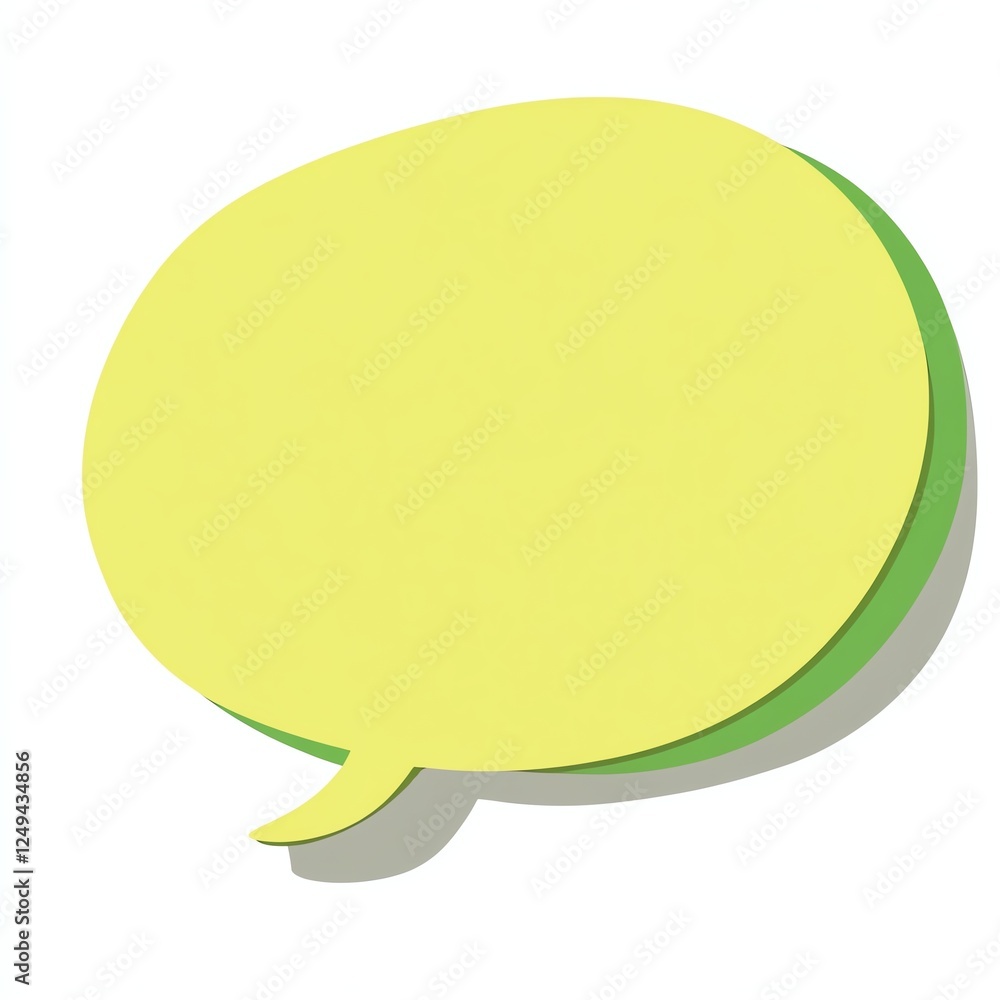 A vibrant yellow speech bubble with a green shadow, symbolizing communication and conversation. A vibrant yellow speech bubble with a green shadow, symbolizing communication and conversation.