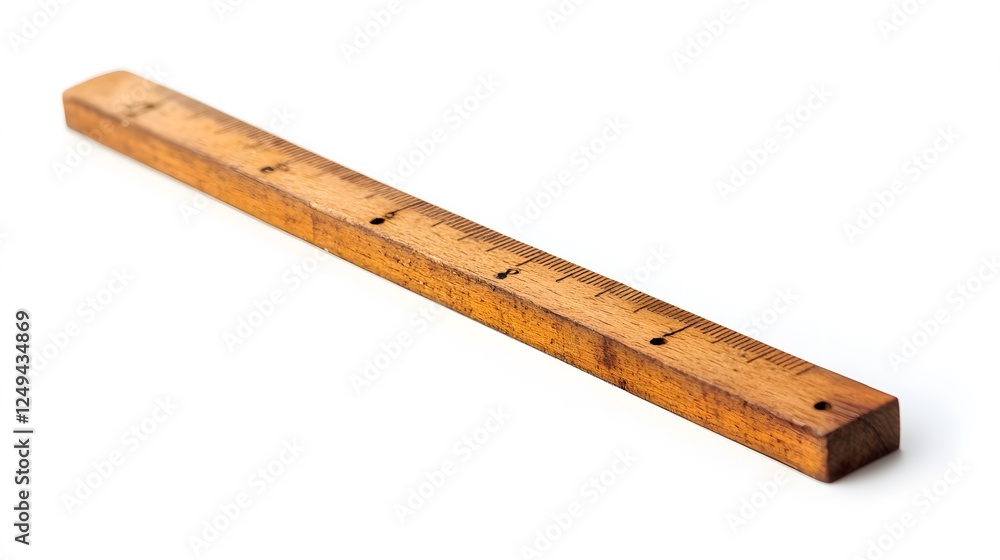 A wooden ruler, isolated on a white background A wooden ruler, isolated on a white background