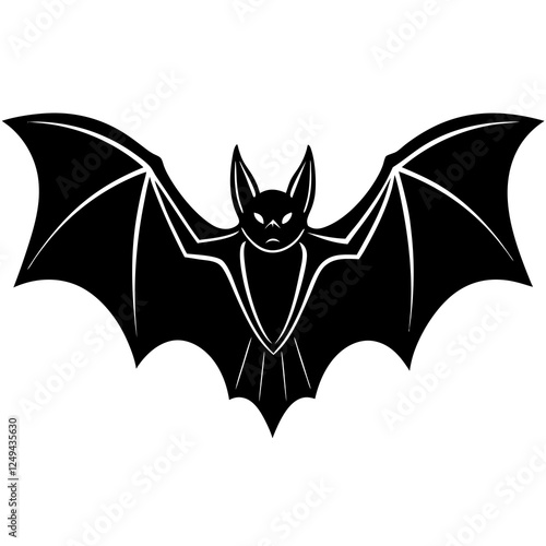 Bat flying with wings spread  silhouette vector illustration 