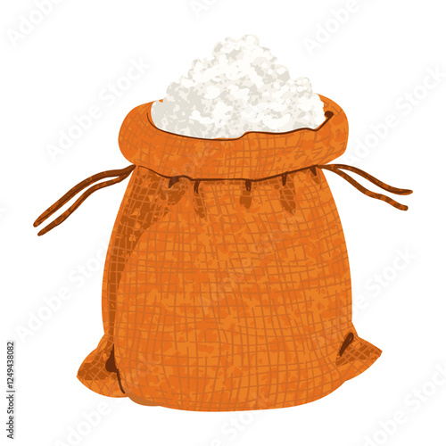 Vector Colorful Illustration of Bag of Flour Isolated on White Background