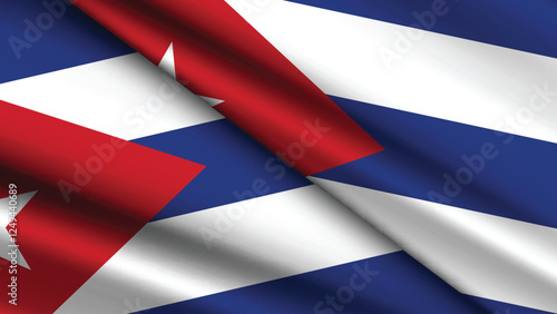 Cuadro en lienzo National Background of CUBA Featuring Two Wavy Flags