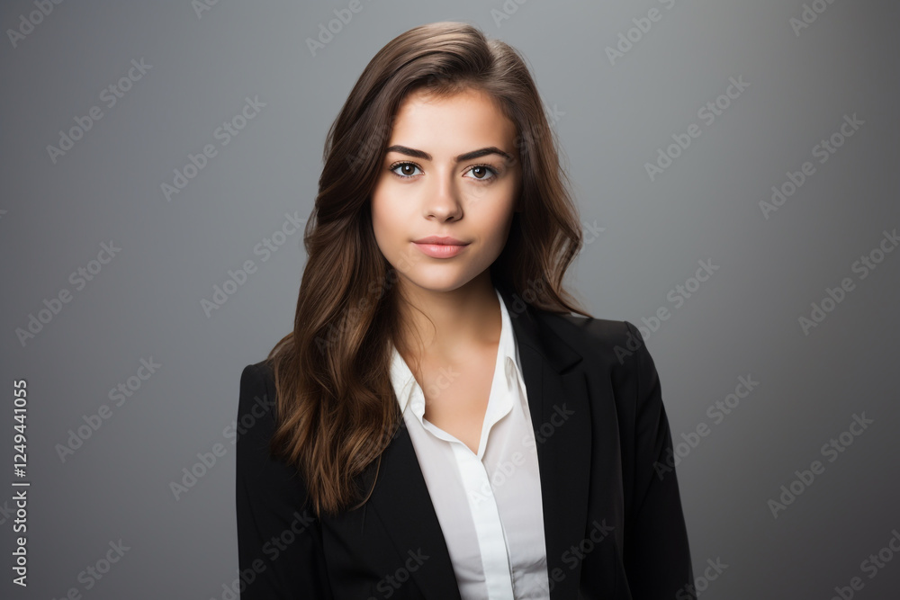 Business Portrait of a Young Woman on a White Background Business Portrait of a Young Woman on a White Background