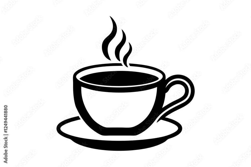 Hot Coffee Cup Icon - Flat Vector Design for Cafes and Drinks Hot Coffee Cup Icon - Flat Vector Design for Cafes and Drinks