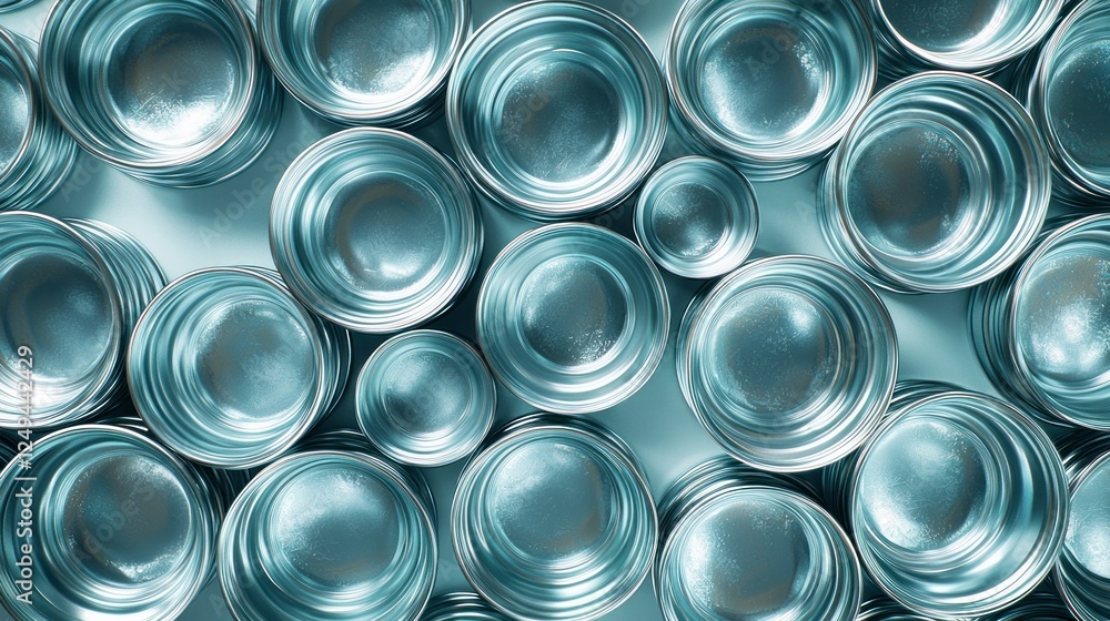Stacked Teal Metal Cans Abstract Background Stacked Teal Metal Cans Abstract Background