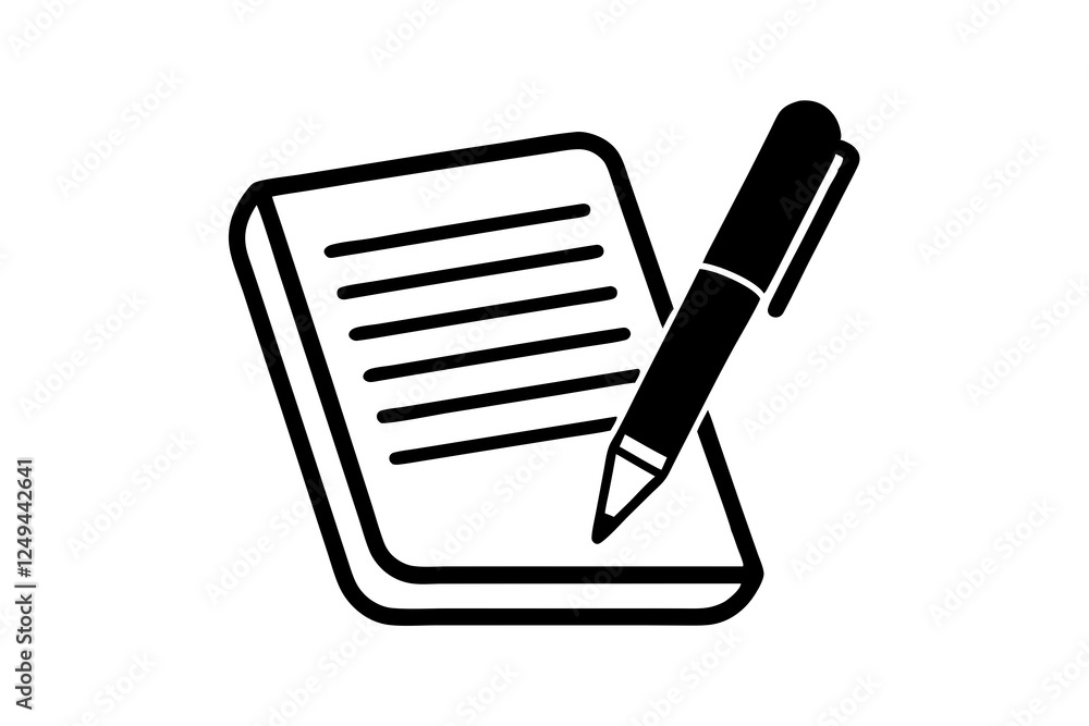 Pen Signing a Contract Line Art Icon for Business Pen Signing a Contract Line Art Icon for Business