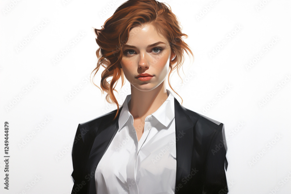 Business Portrait of a Young Woman on a White Background Business Portrait of a Young Woman on a White Background