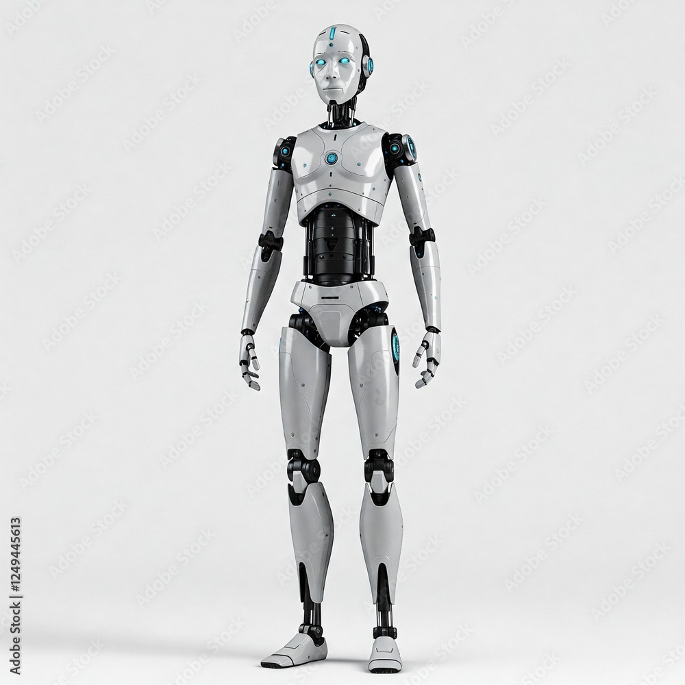 Humanoider Roboter vor isoliertem Hintergrund