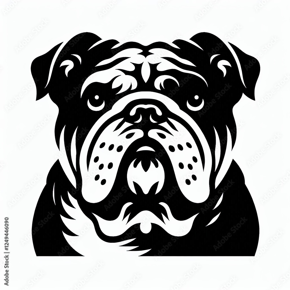 Striking Bulldog Portrait, A Bold and Graphic Representation in Black Striking Bulldog Portrait, A Bold and Graphic Representation in Black