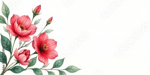 Elegant Pink Blossom Branch with Ample Copy Space for Text and Design Elements