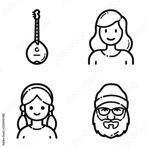 Essential Flat Icon Set Isolated On White Background