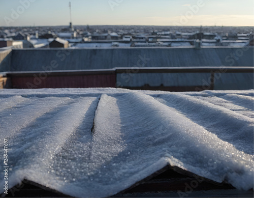 frozen roof in winter