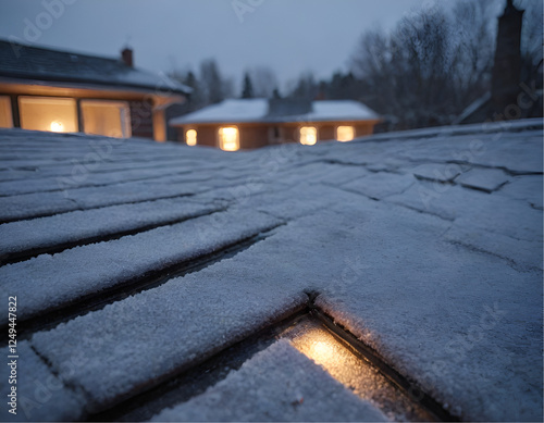 frozen roof at night