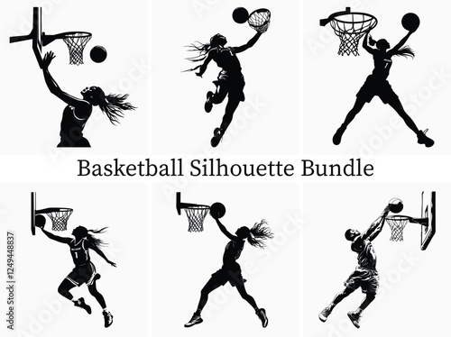 Basketball Player Silhouette Bundle in Action