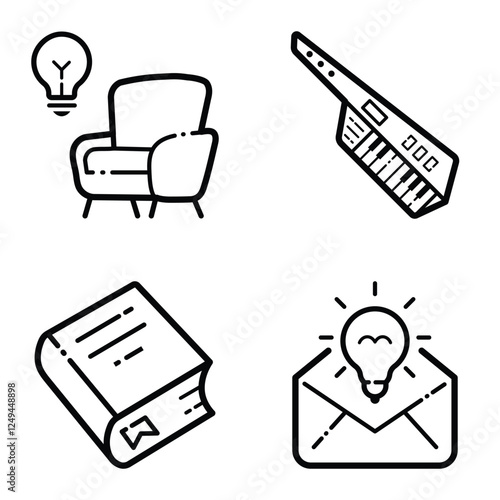 Essential Flat Icon Set Isolated On White Background