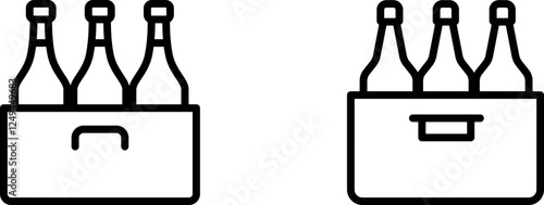 Sophisticated Box with Bottles of Wine Vector Icon – Elegant Wine Packaging Symbol for Vintners, Gifting, and Storage