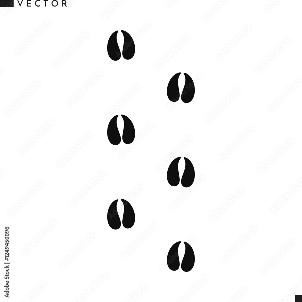 Bull footprint silhouette. Animal footprint vector. Texas longhorn bull track
