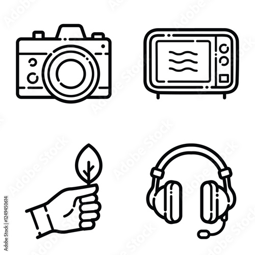 Essential Flat Icon Set Isolated On White Background