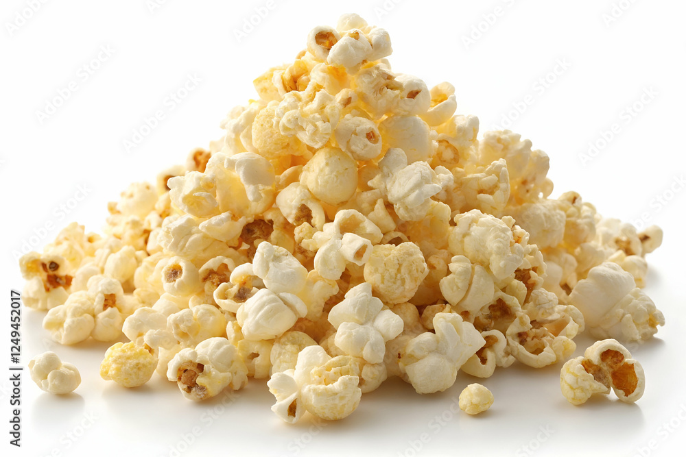 A fluffy pile of freshly popped popcorn, showcasing its light and airy texture, ideal for snacking during movies or gatherings. A fluffy pile of freshly popped popcorn, showcasing its light and airy texture, ideal for snacking during movies or gatherings.