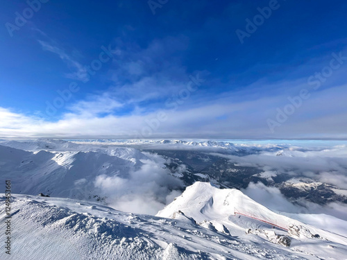 snow covered mountains in winter