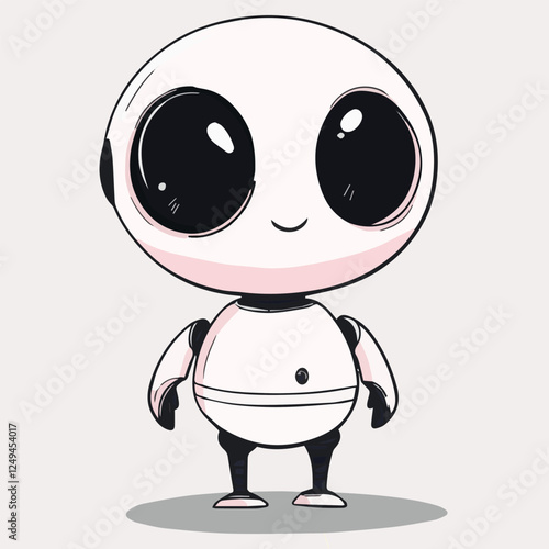  Illustration of Cute AI robot with big round eyes