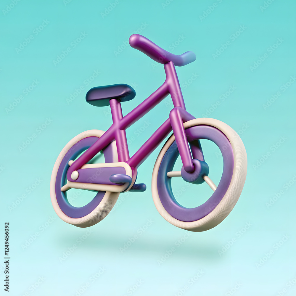 Stylized colorful bicycle in purple and cream on a teal background for fitness and outdoor activities
Stylized colorful bicycle in purple and cream on a teal background for fitness and outdoor activities