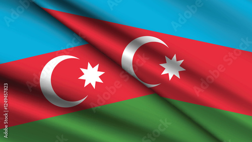 National Background of AZERBAIJAN Featuring Two Wavy Flags
