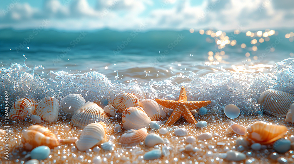 Tropical Maldives beach with white sand, starfish, and pebbles resort Tropical Maldives beach with white sand, starfish, and pebbles resort
