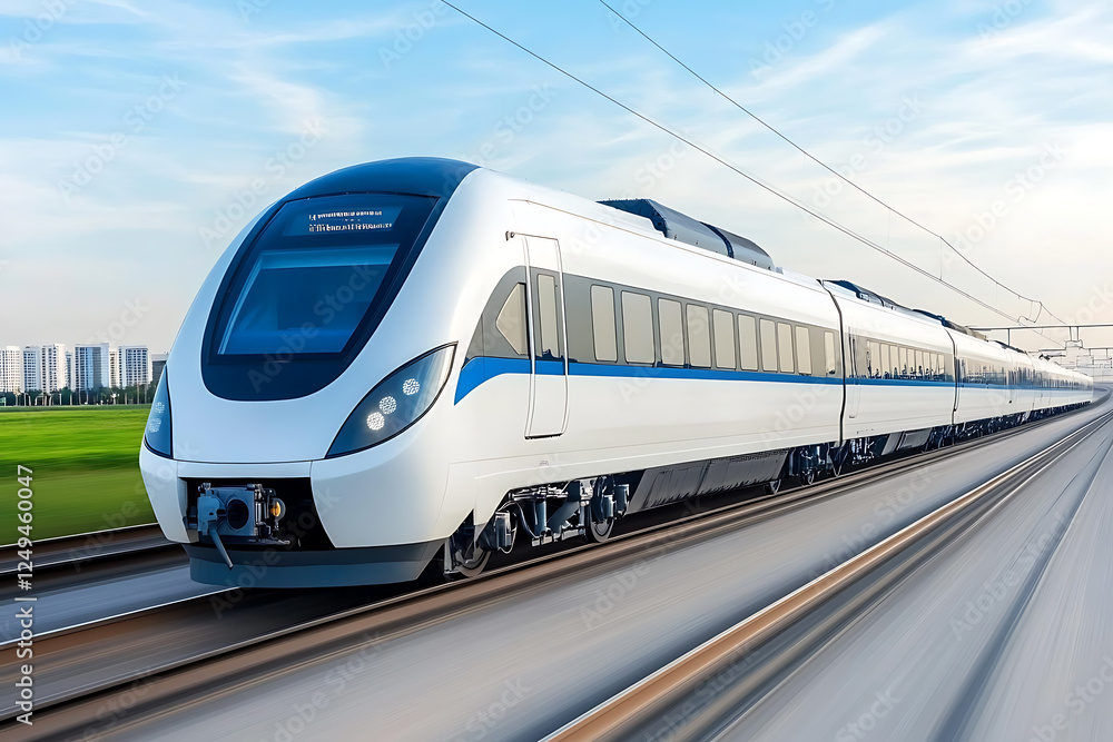 Naklejka premium a train in motion, emphasizing the speed and dynamic energy of modern transportation. 