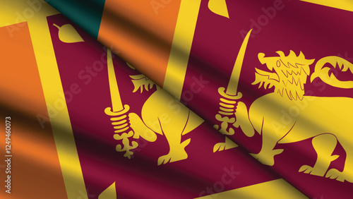 National Background of SRI LANKA Featuring Two Wavy Flags